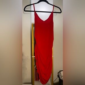 Red backless mini dress